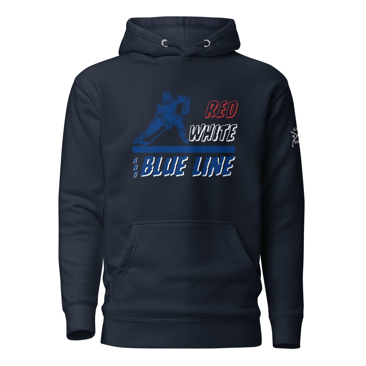 Red White and Blue Line Hoodie