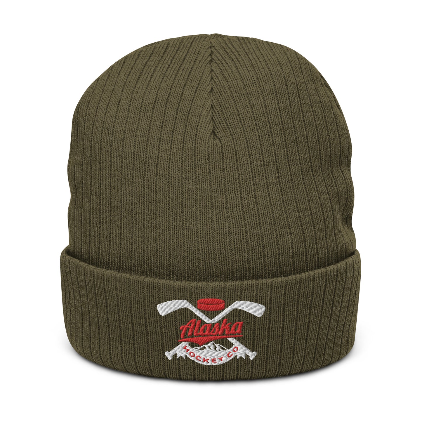 Alaska Hockey Banner Ribbed Beanie
